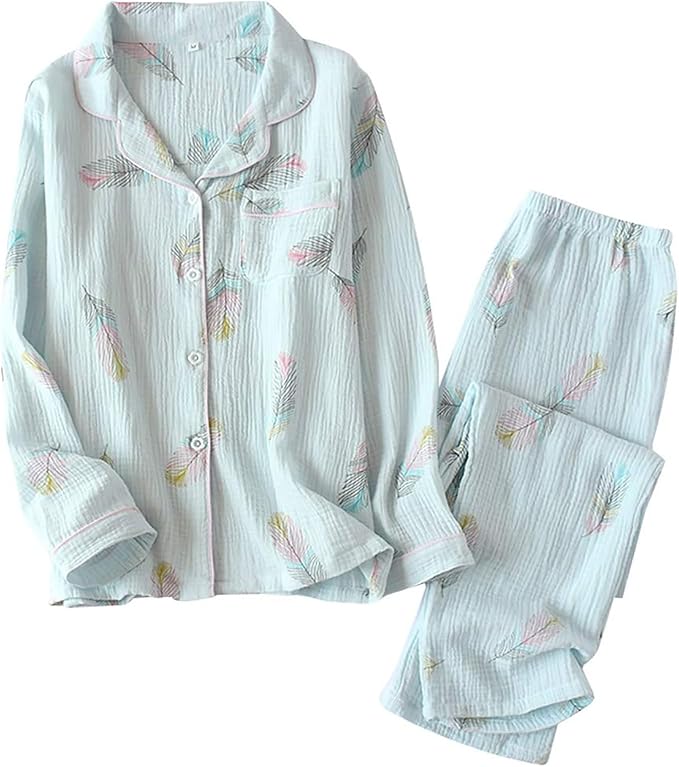 cotton pajama set blue