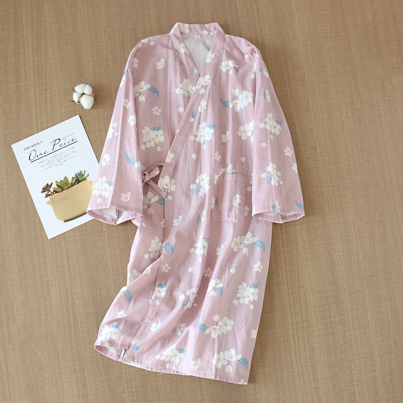 Cherry Blossom Cotton Robe/Kimono - Cotonii - Pajamas and Loungewear