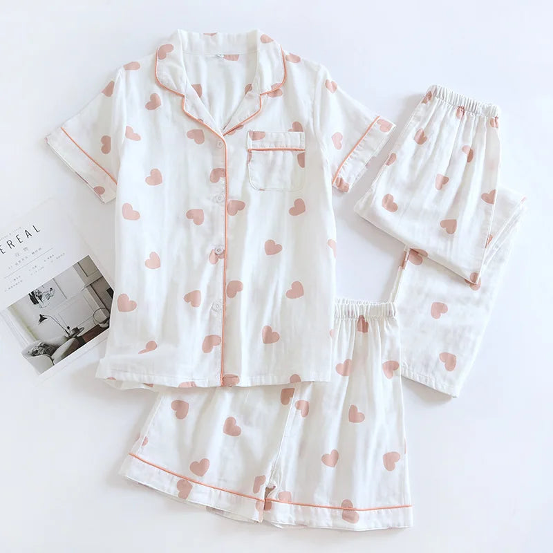 Sweetheart 3-piece Cotton Pajama Set - Cotonii - Pajamas and Loungewear