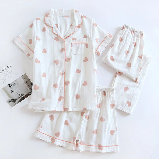 Sweetheart 3-piece Cotton Pajama Set - Cotonii - Pajamas and Loungewear