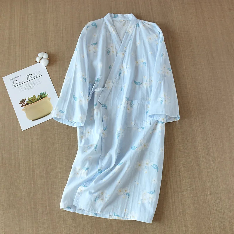 Cherry Blossom Cotton Robe/Kimono - Cotonii - Pajamas and Loungewear