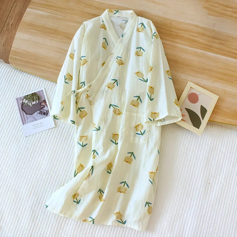 Floral Prints Cotton Robe/Kimono - Cotonii - Pajamas and Loungewear