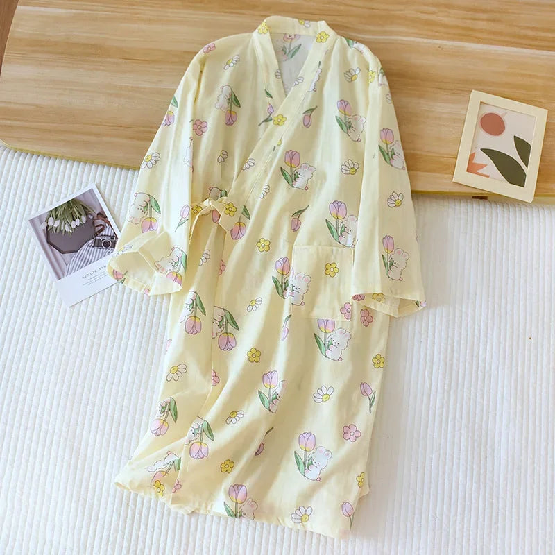 Floral Prints Cotton Robe/Kimono - Cotonii - Pajamas and Loungewear