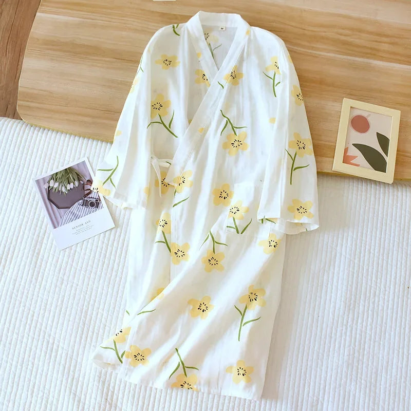 Floral Prints Cotton Robe/Kimono - Cotonii - Pajamas and Loungewear