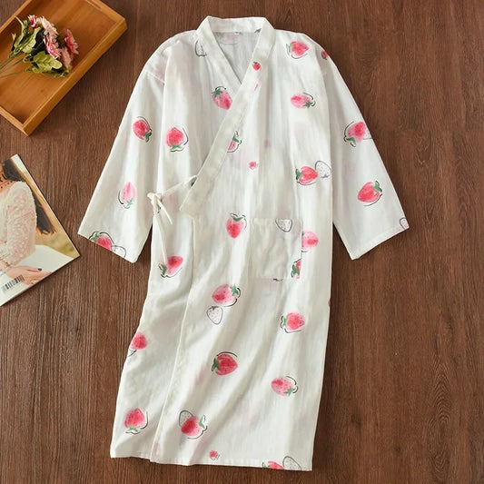 Strawberries Cotton Robe/Kimono - Cotonii - Pajamas and Loungewear