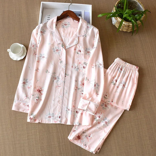 Silky Floral Pajama Set (Viscose & Cotton Blend)