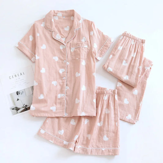 Sweetheart 3-piece Cotton Pajama Set - Cotonii - Pajamas and Loungewear