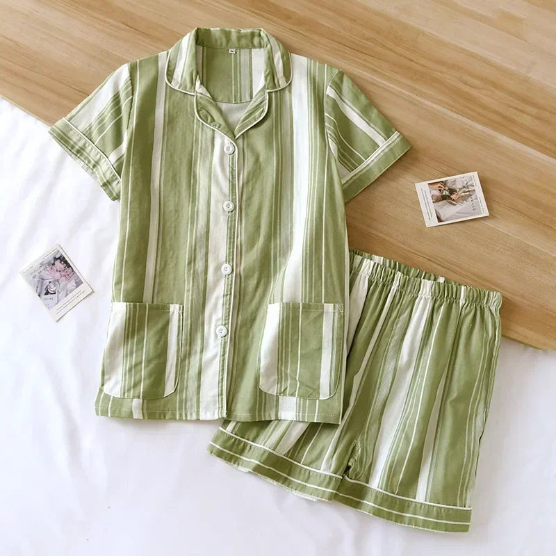 Plaid Summer Cotton Pajama Set - Cotonii - Pajamas and Loungewear