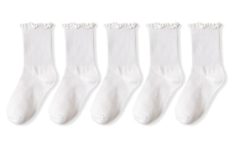 white crew cotton socks