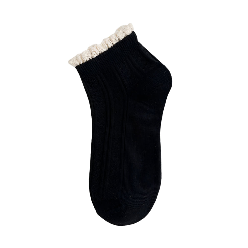 Ankle Cotton Socks with Lace