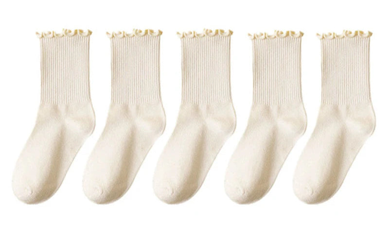 white cotton socks with ruffle