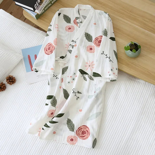 Floral Prints Cotton Robe/Kimono