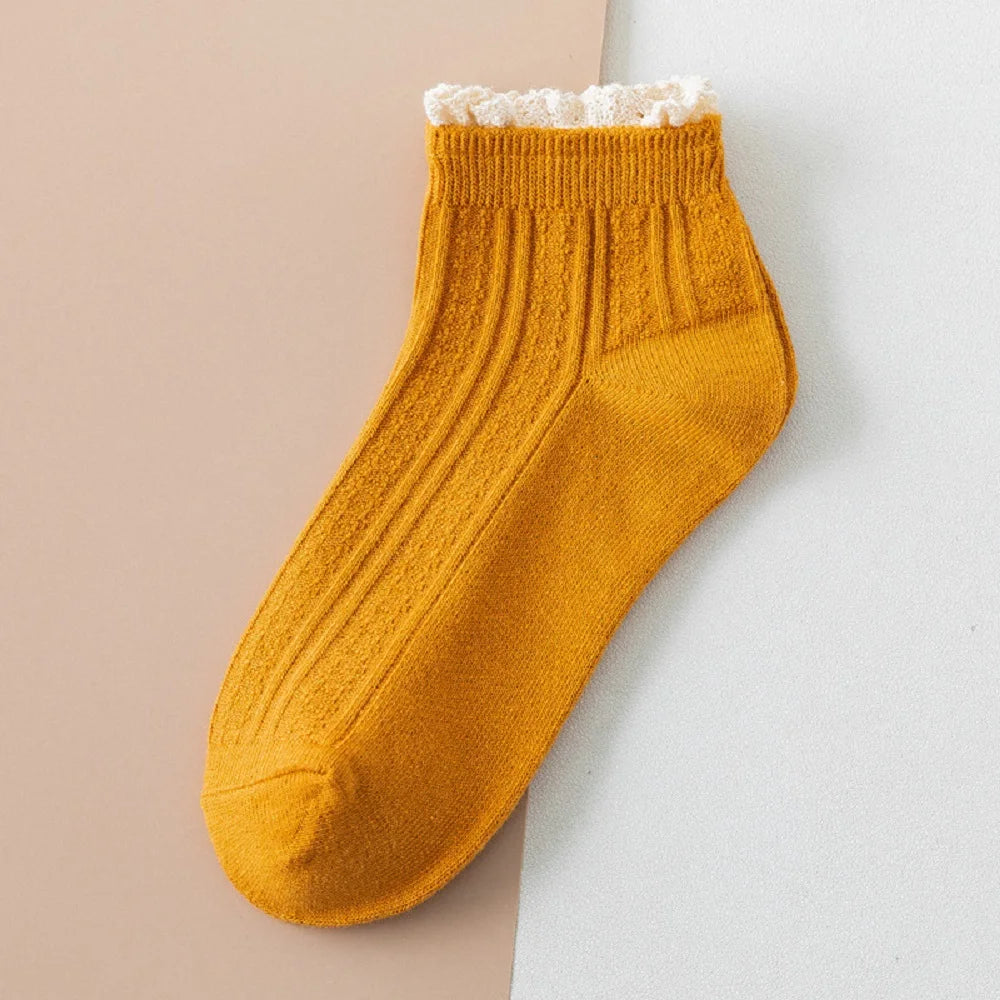 Ankle Cotton Socks with Lace