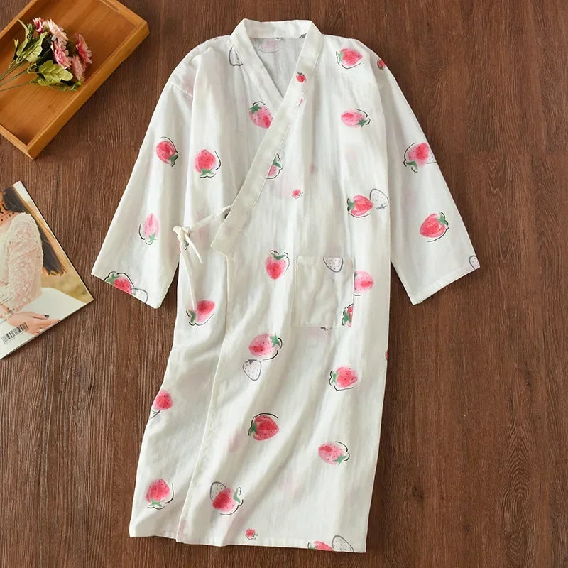 Strawberries Cotton Robe/Kimono